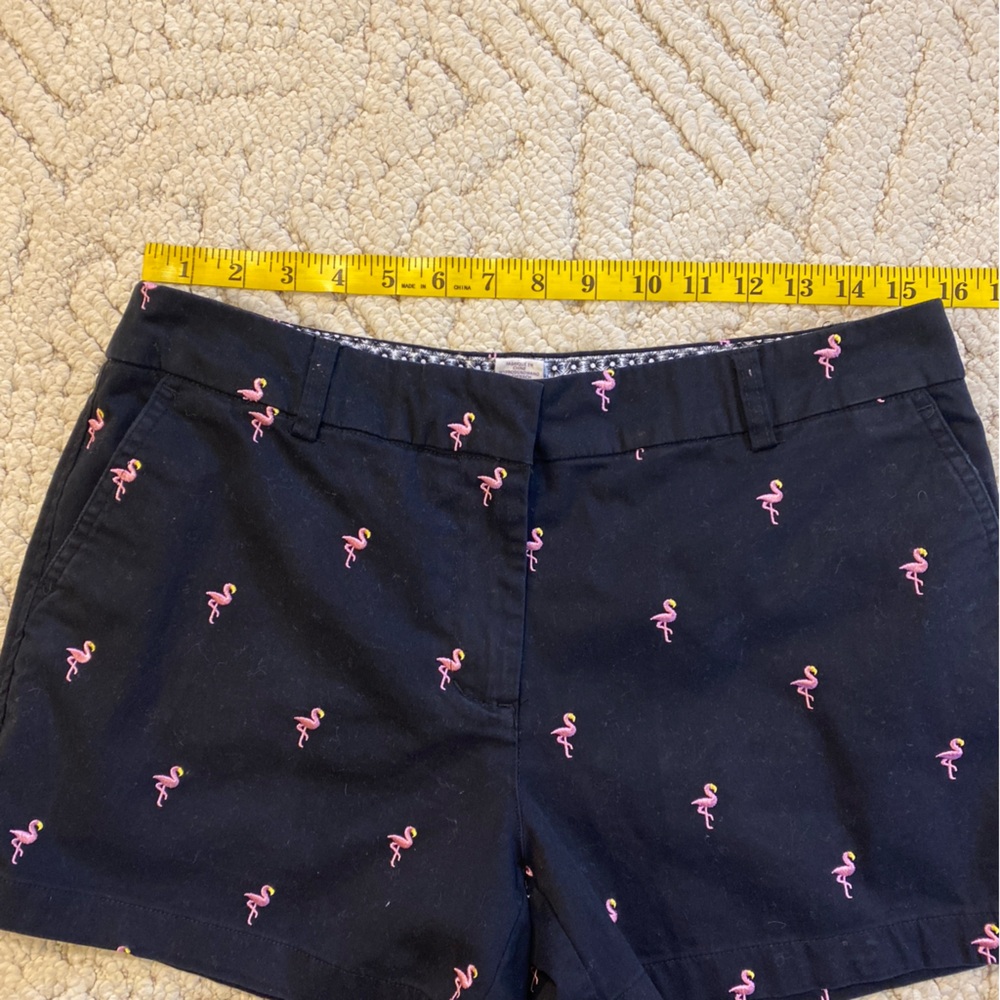 Cambridge Dry Goods Black Flamingo Embroidered Chino Shorts Womens Size 8 - Picture 3 of 7